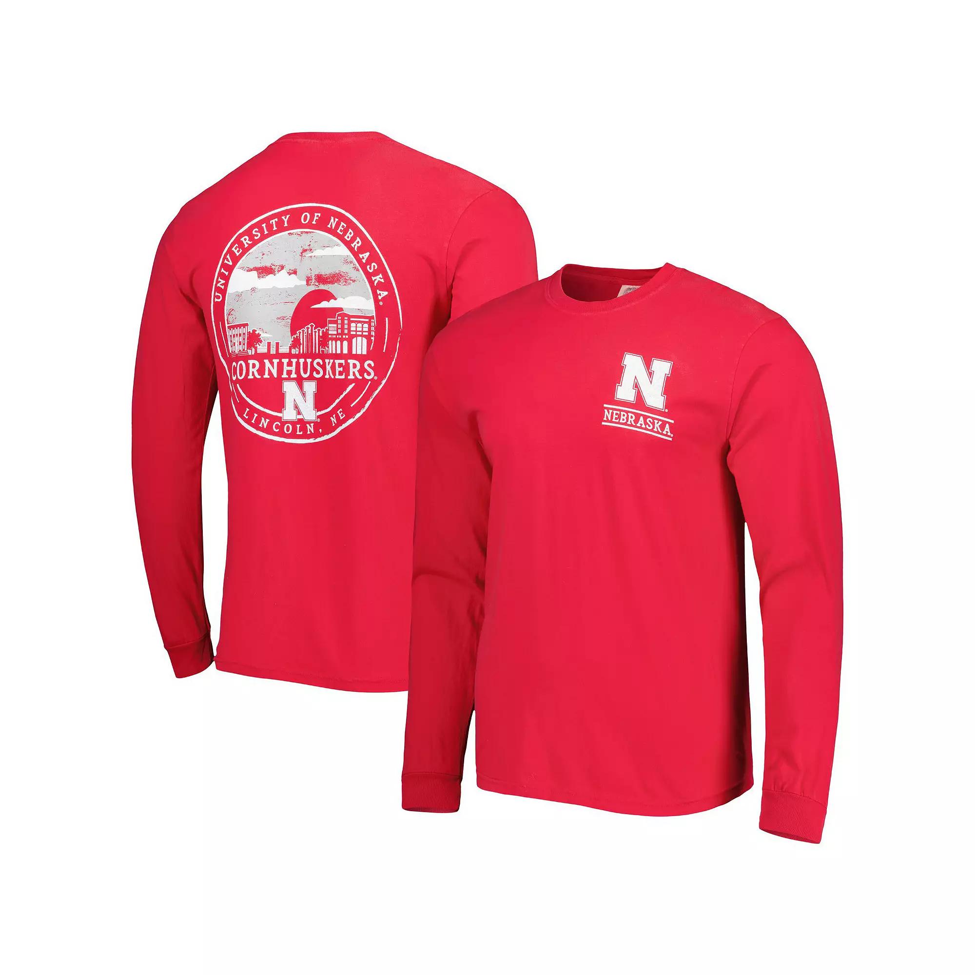 Men's Scarlet Nebraska Huskers Circle Campus Scene Long Sleeve T-Shirt,  Product Image