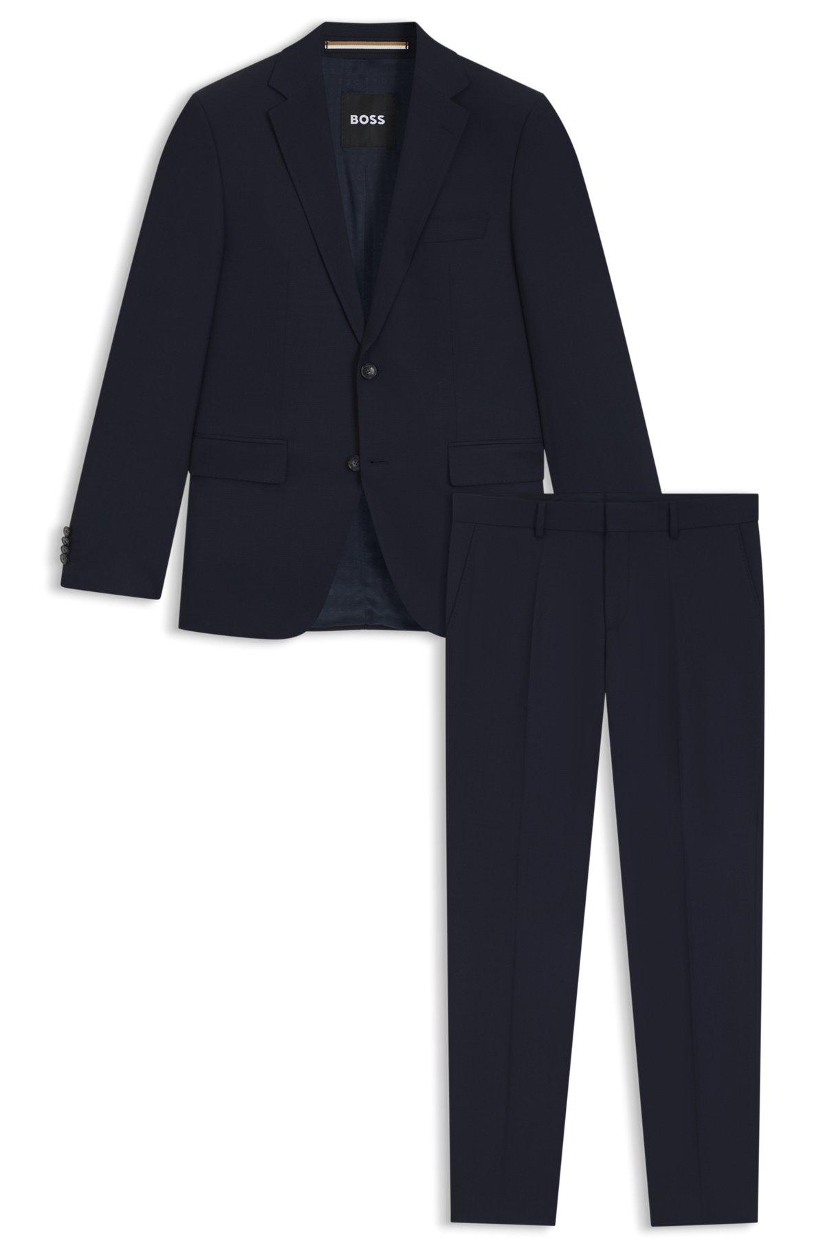 Two-piece regular-fit suit in patterned stretch fabric Product Image