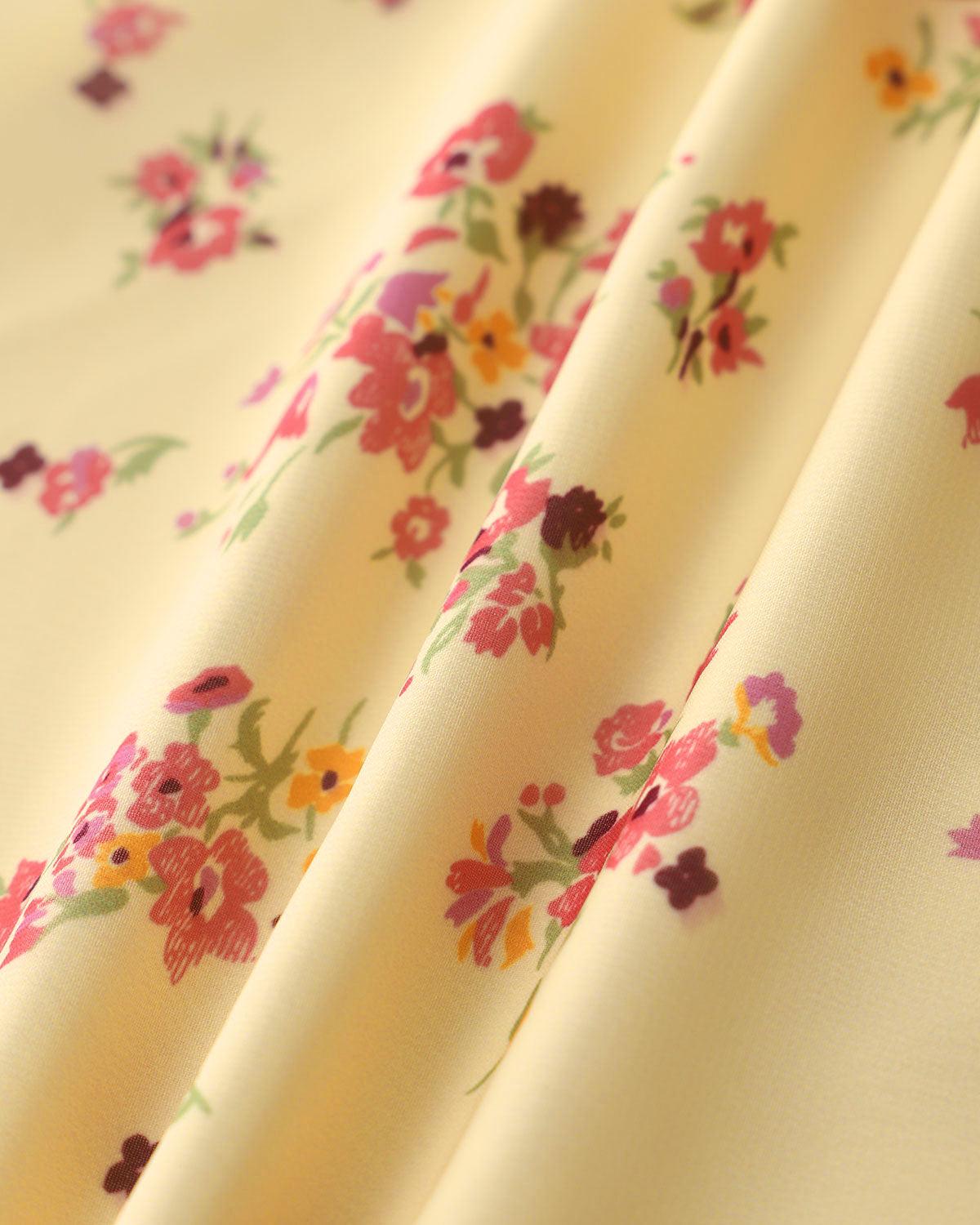 Yellow Floral Ruffle Sleeveless Mini Dress Product Image