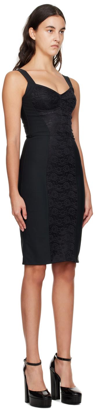 DOLCE & GABBANA Black Corset-style Midi Dress In Nero Product Image