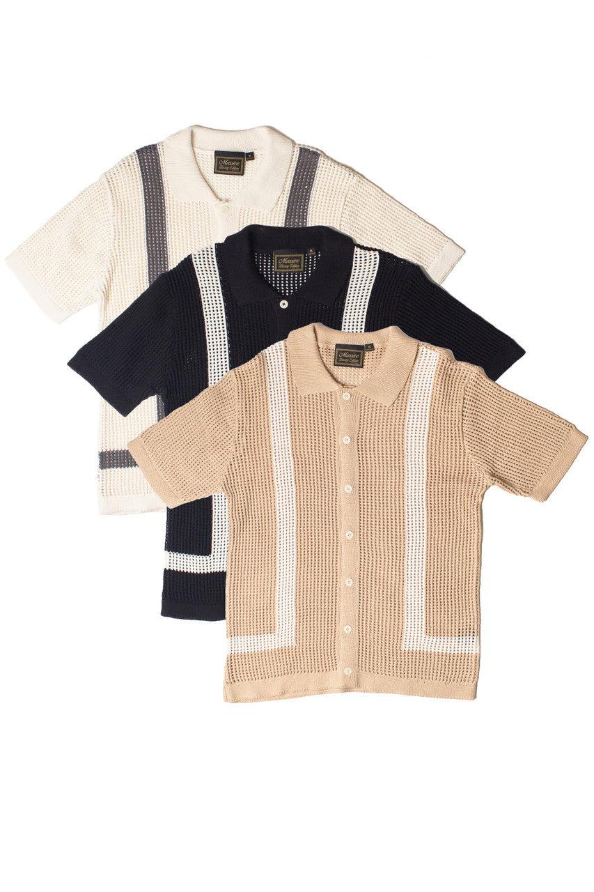 Crochet Bowling Style Button Up Shirt Product Image