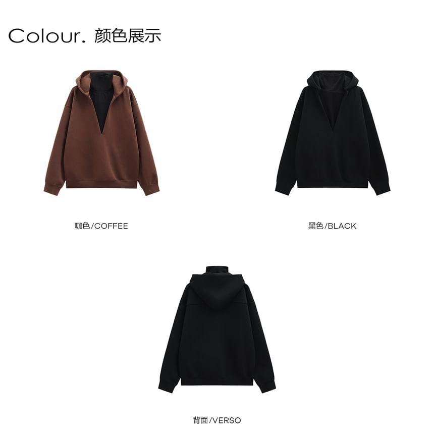 Mock Two-Piece Turtleneck Hoodie Product Image