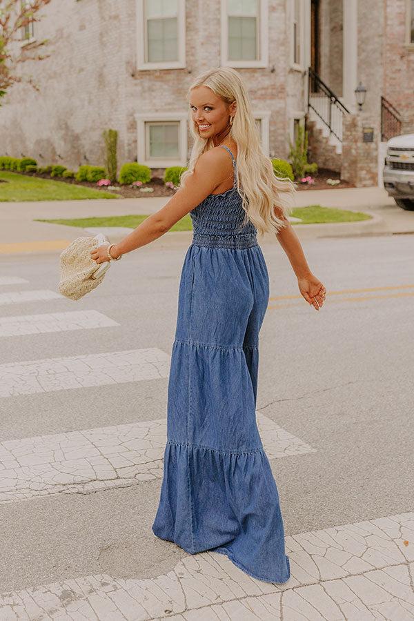 Show Stopper Wide Leg Denim Jumpsuit Product Image