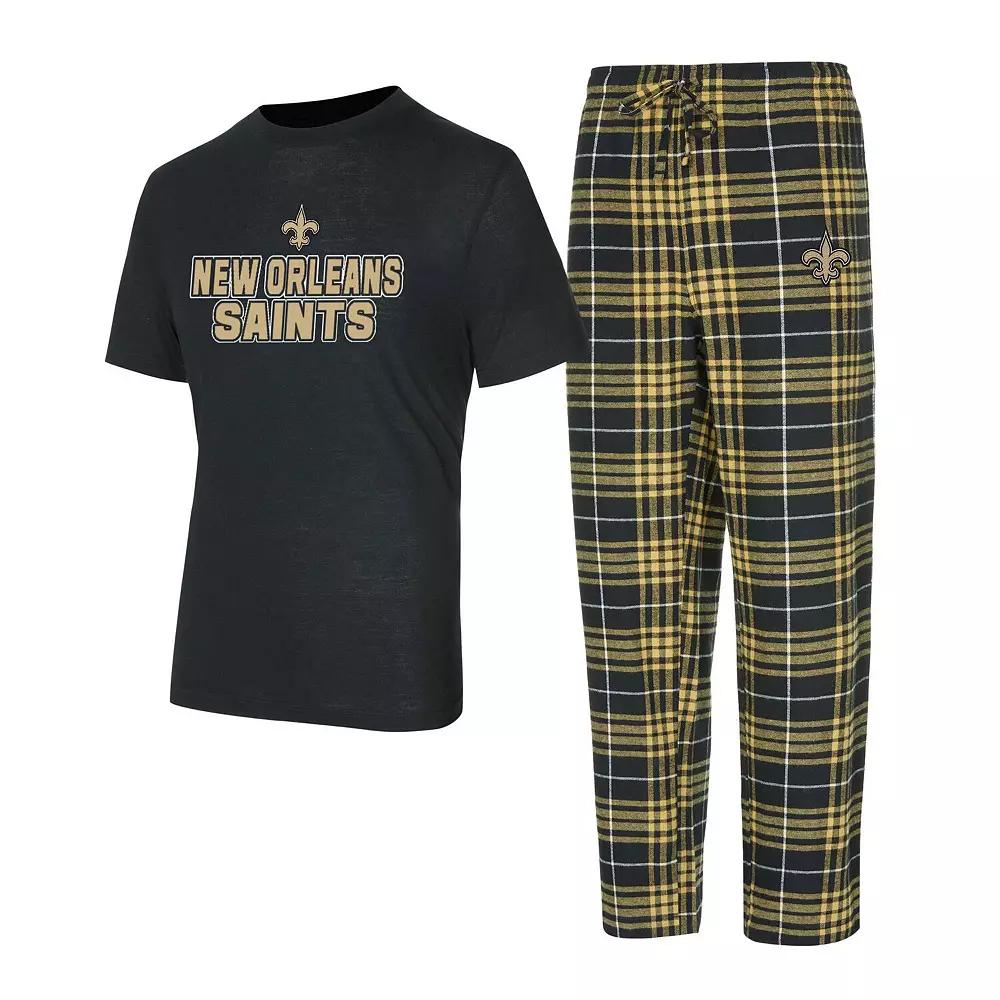 Men's Concepts Sport  Black/ New Orleans Saints Vector T-Shirt & Flannel Pants Sleep Set, Size: 3XL Product Image