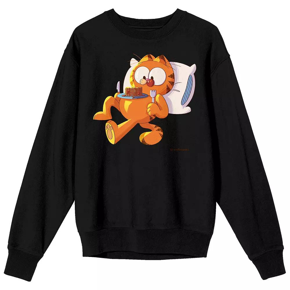 Men's Garfield Eating Pancakes Long Sleeve Graphic Tee,  Product Image