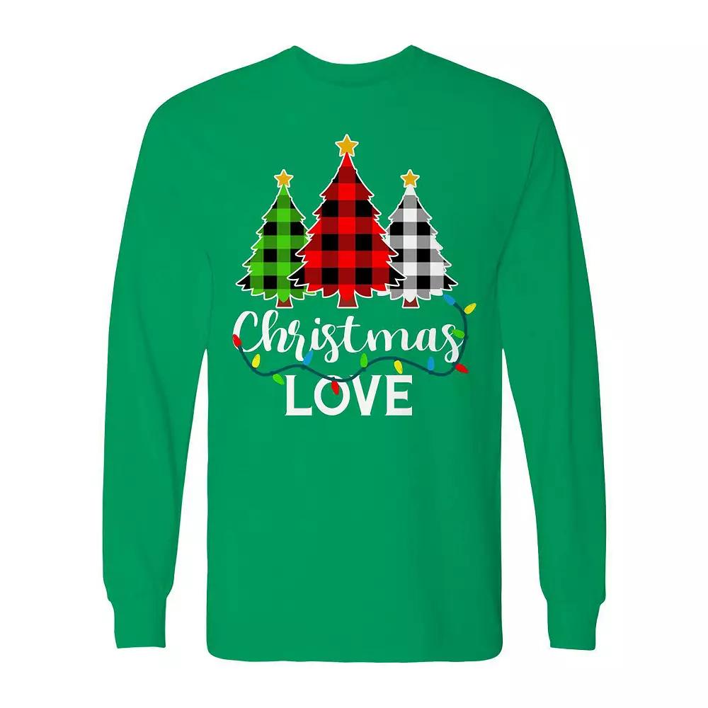 Men's Christmas Love Trees Long Sleeve Graphic Tee,  Product Image
