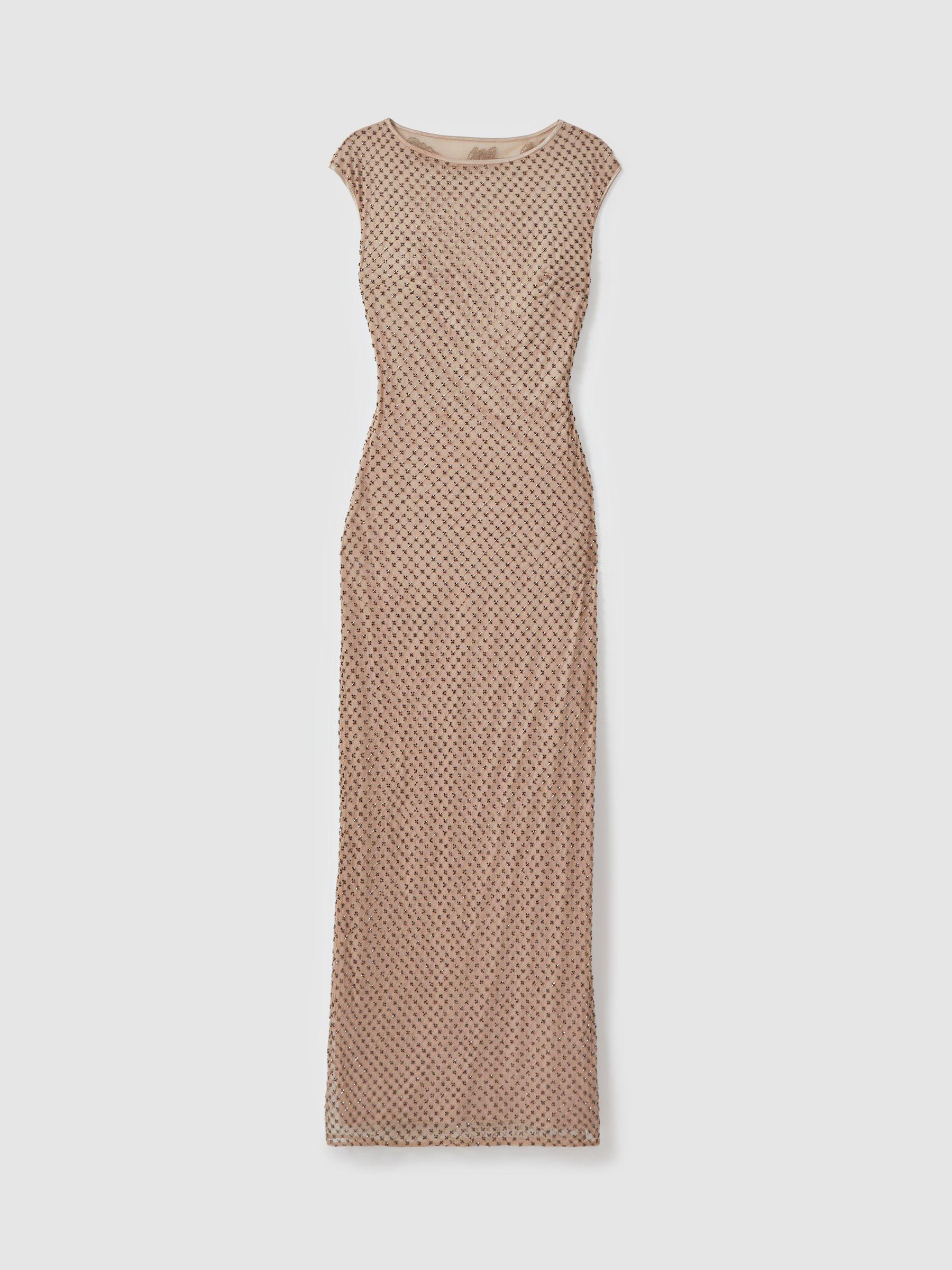 Raishma Embellished Maxi Dress in Nude Product Image