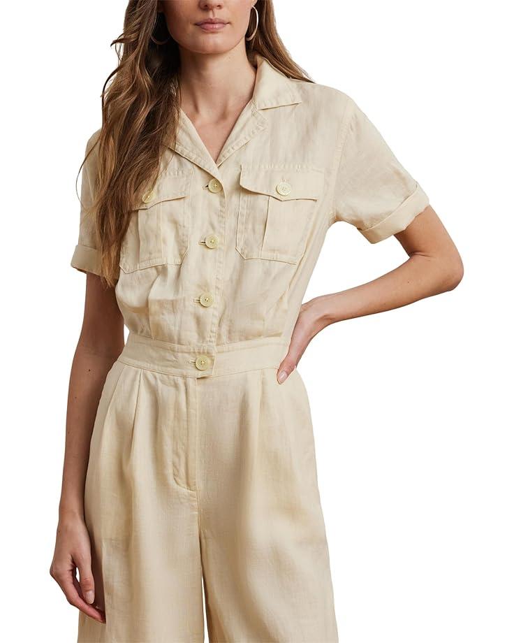 Women's Lauren Ralph Lauren Embroidered Linen Short-Sleeve Jumpsuit Product Image