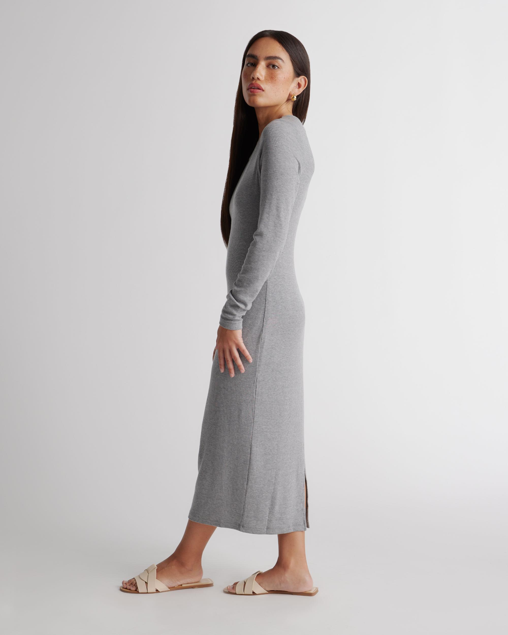 Quince | Women's Tencel Rib Knit Long Sleeve Dress Product Image