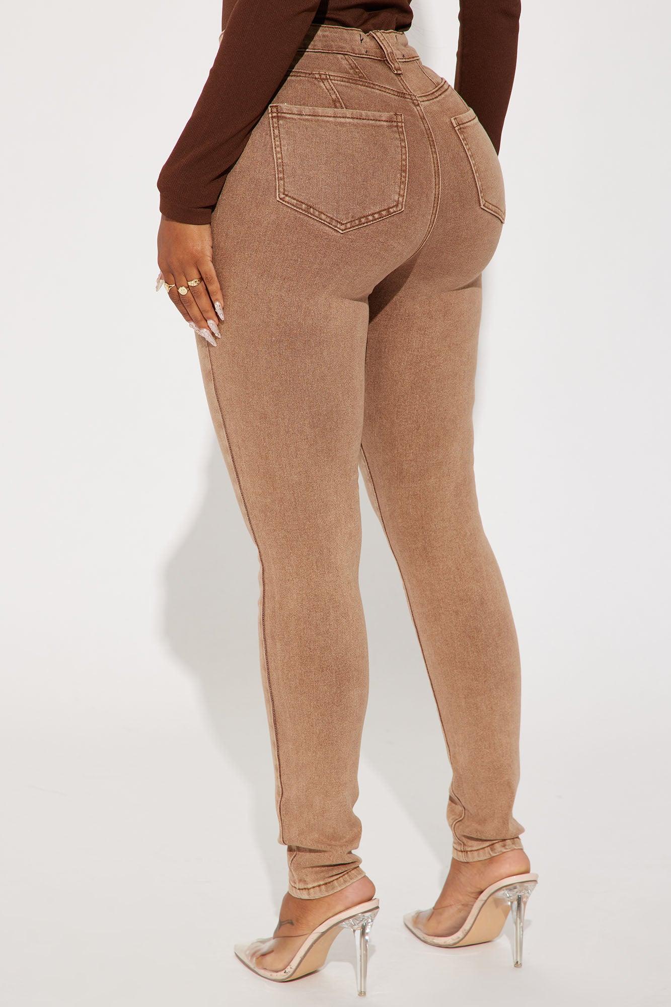 Shape Up Sculpting Stretch Skinny Jeans - Brown Product Image