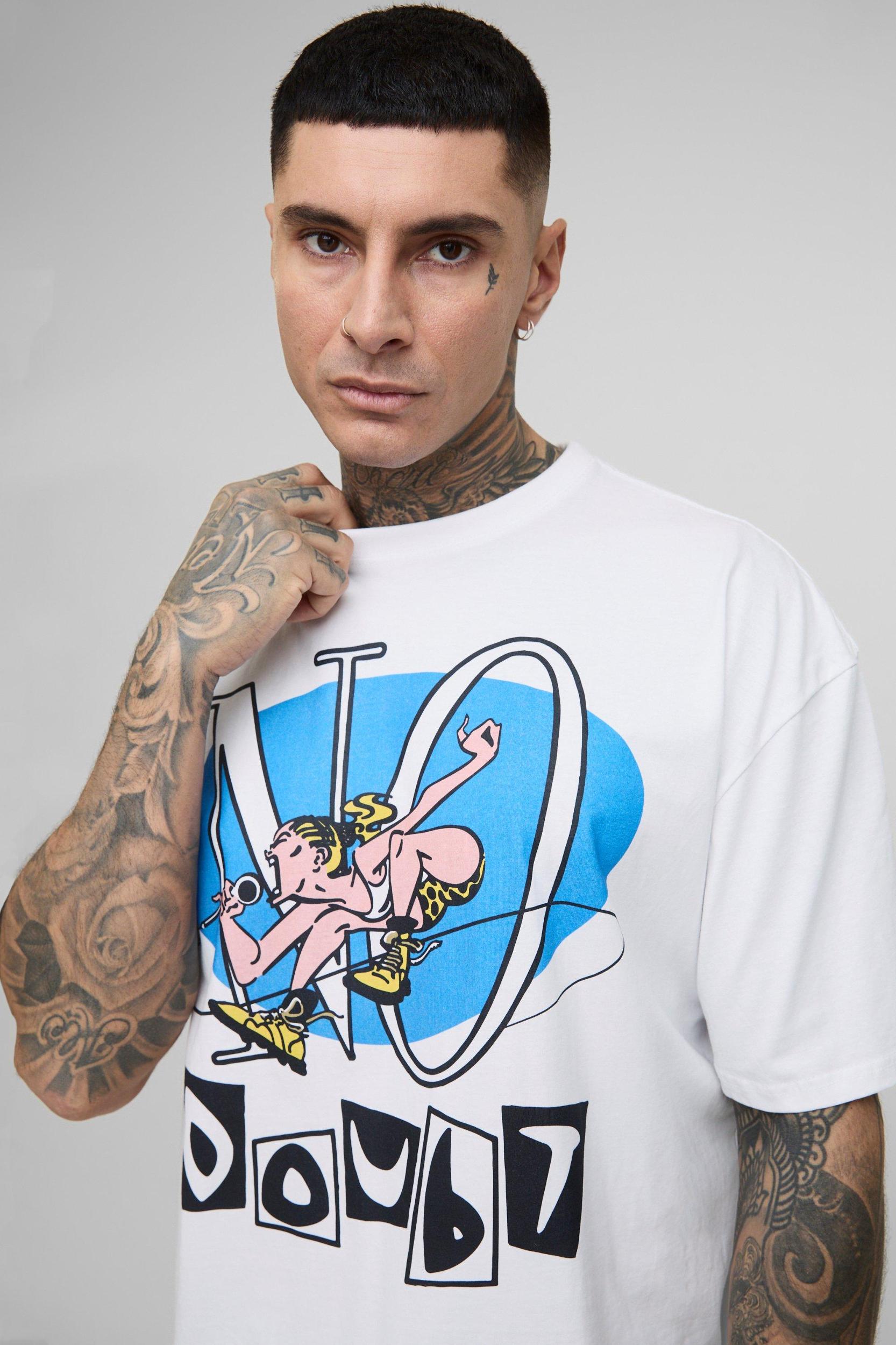 Tall Oversized No Doubt License Print T-Shirt | boohooMAN USA Product Image