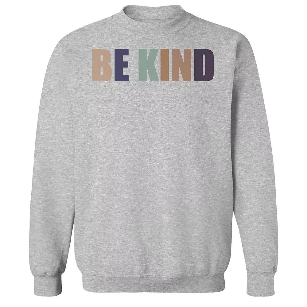 Men's Be Kind Colorful Text Graphic Fleece Sweatshirt, Size: Large, Sport Gray Product Image