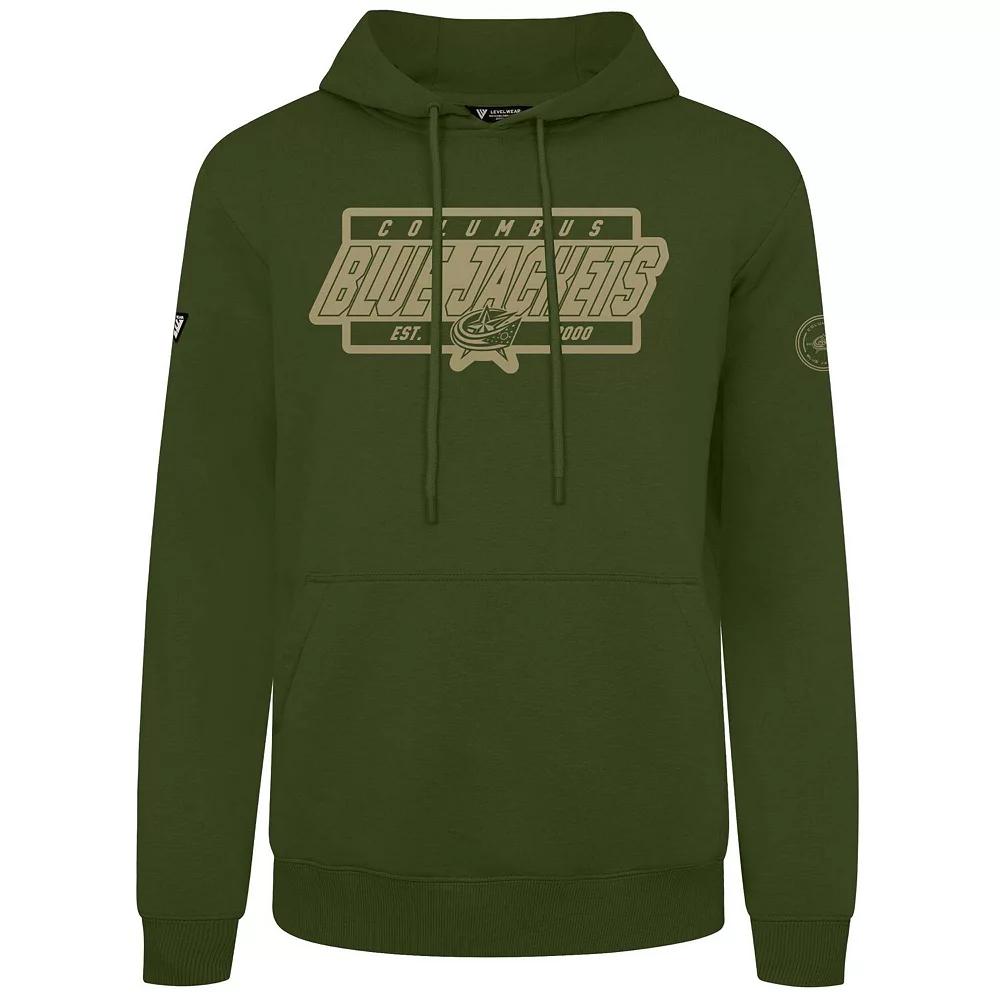 Men's Levelwear Olive Columbus Blue Jackets Podium Pullover Hoodie,  Product Image