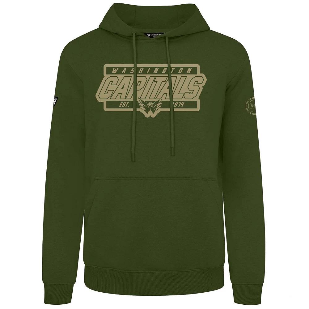 Men's Levelwear Olive Washington Capitals Podium Pullover Hoodie,  Product Image