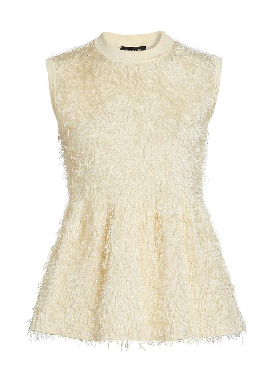 Womens Fringed Knit Peplum Top Product Image