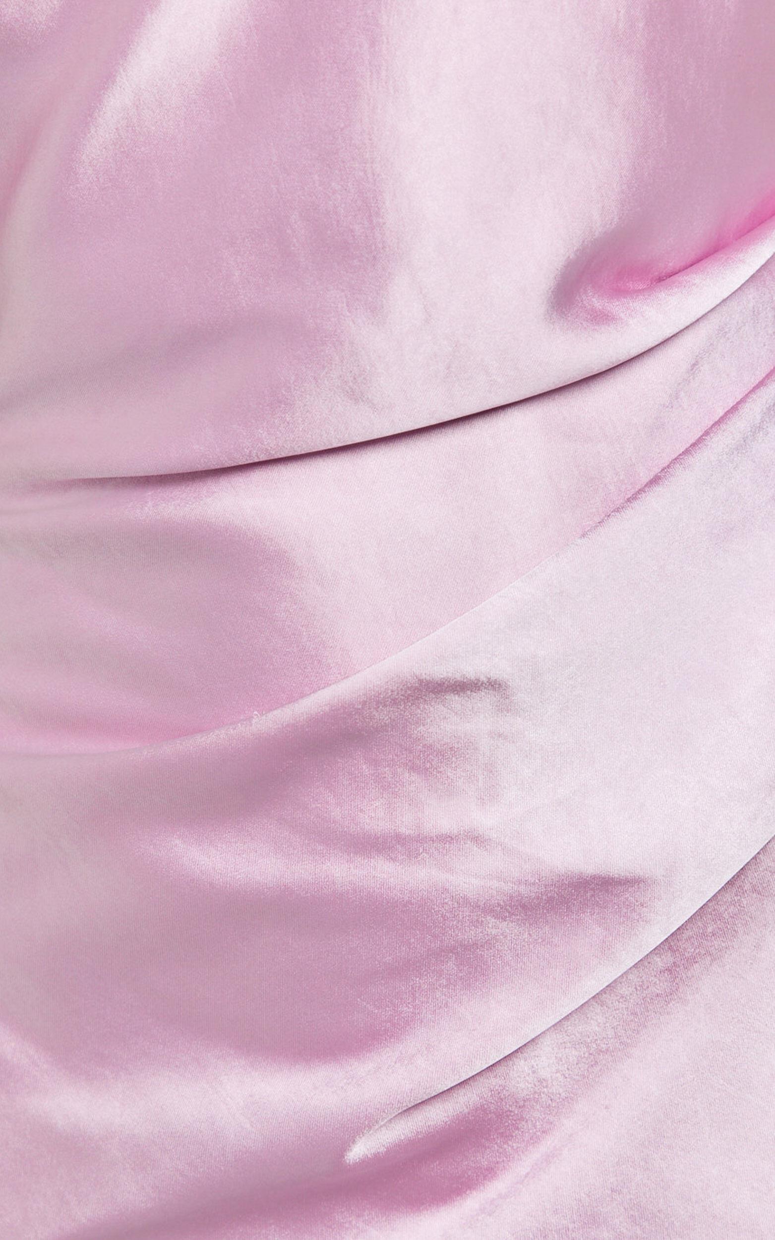 Glenda Midi Dress - Satin Strapless Side Split Dress in Pink Product Image