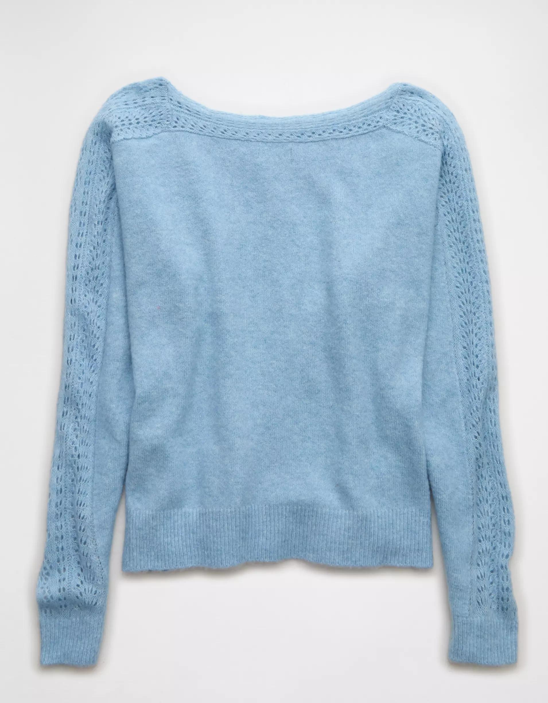AE Whoa So Soft Lace Sweater Product Image