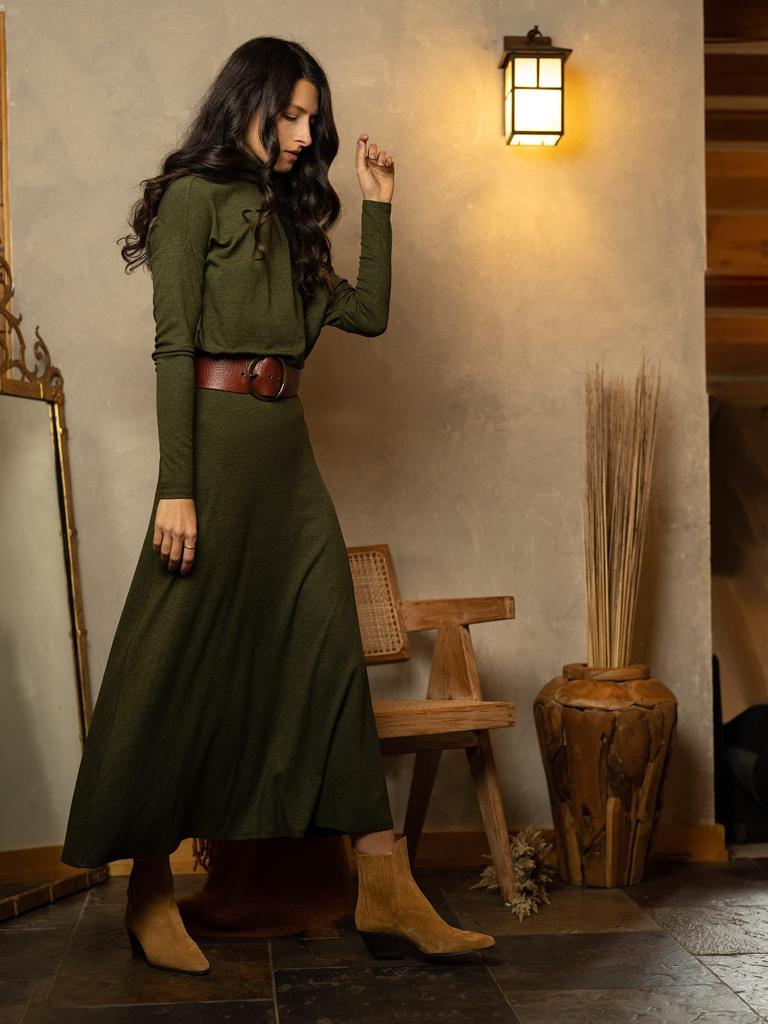 Third By Cee Ribbed Midi A-line Skirt Product Image