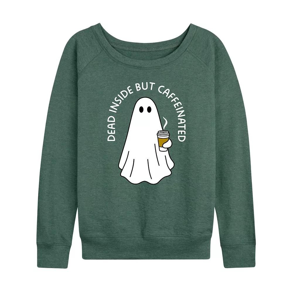 Women's Dead Inside But Caffeinated Ghost French Terry Long Sleeve Tee,  Product Image