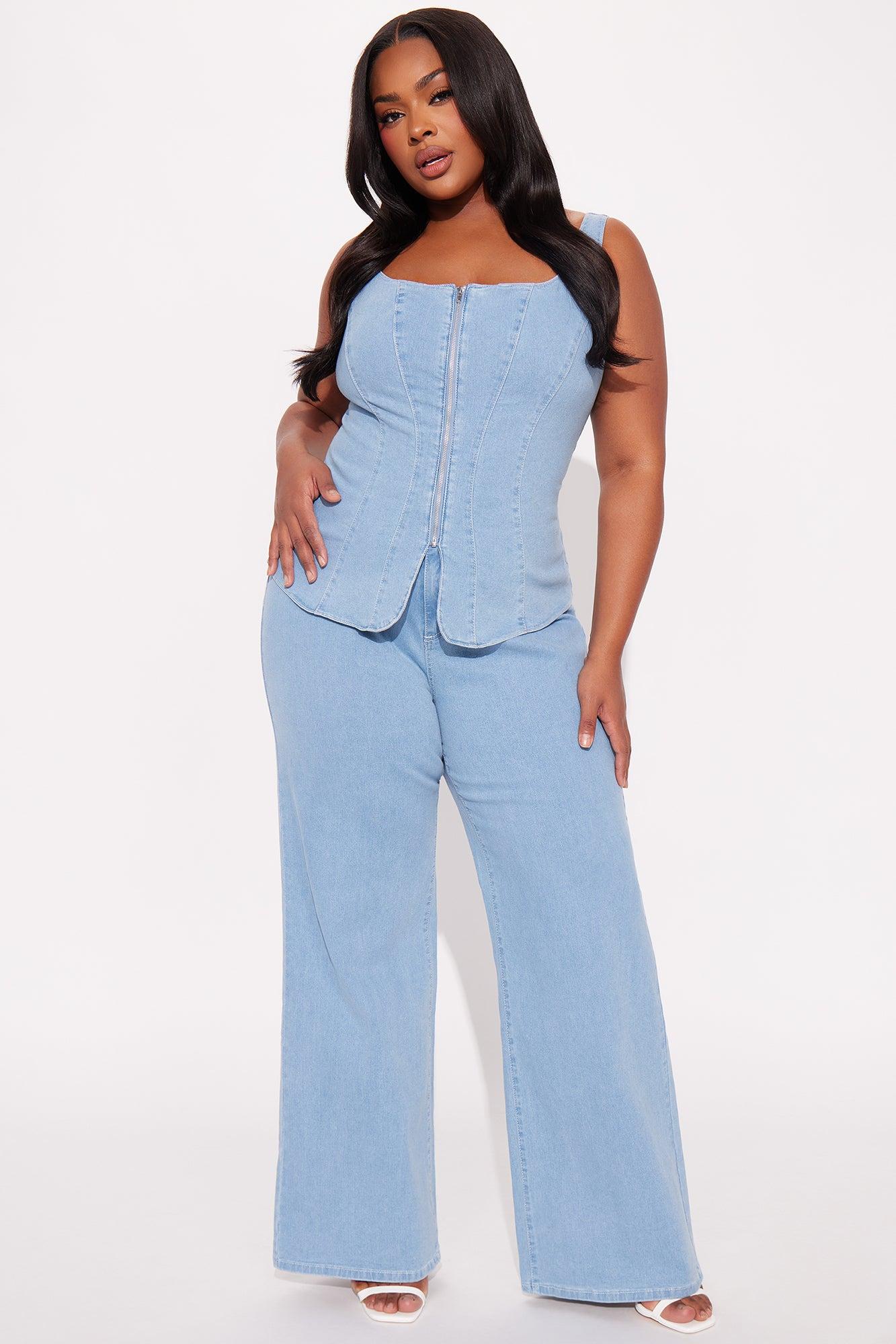 Ava Denim Pant Set - Light Wash Product Image