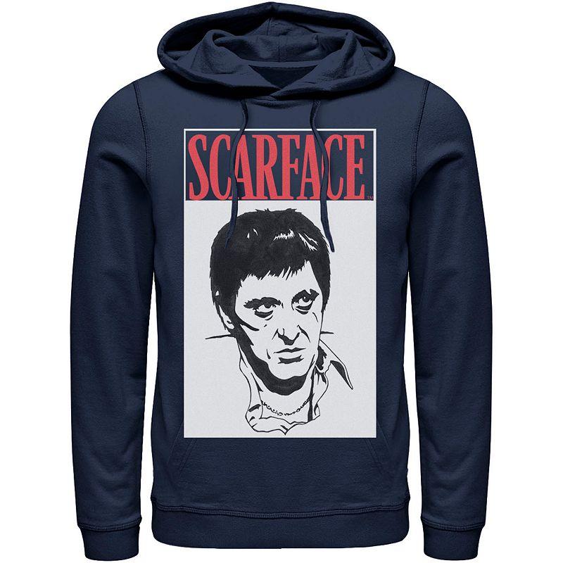 Men's Scar Face Scare Big Face Hoodie, Size: XXL, Blue Product Image