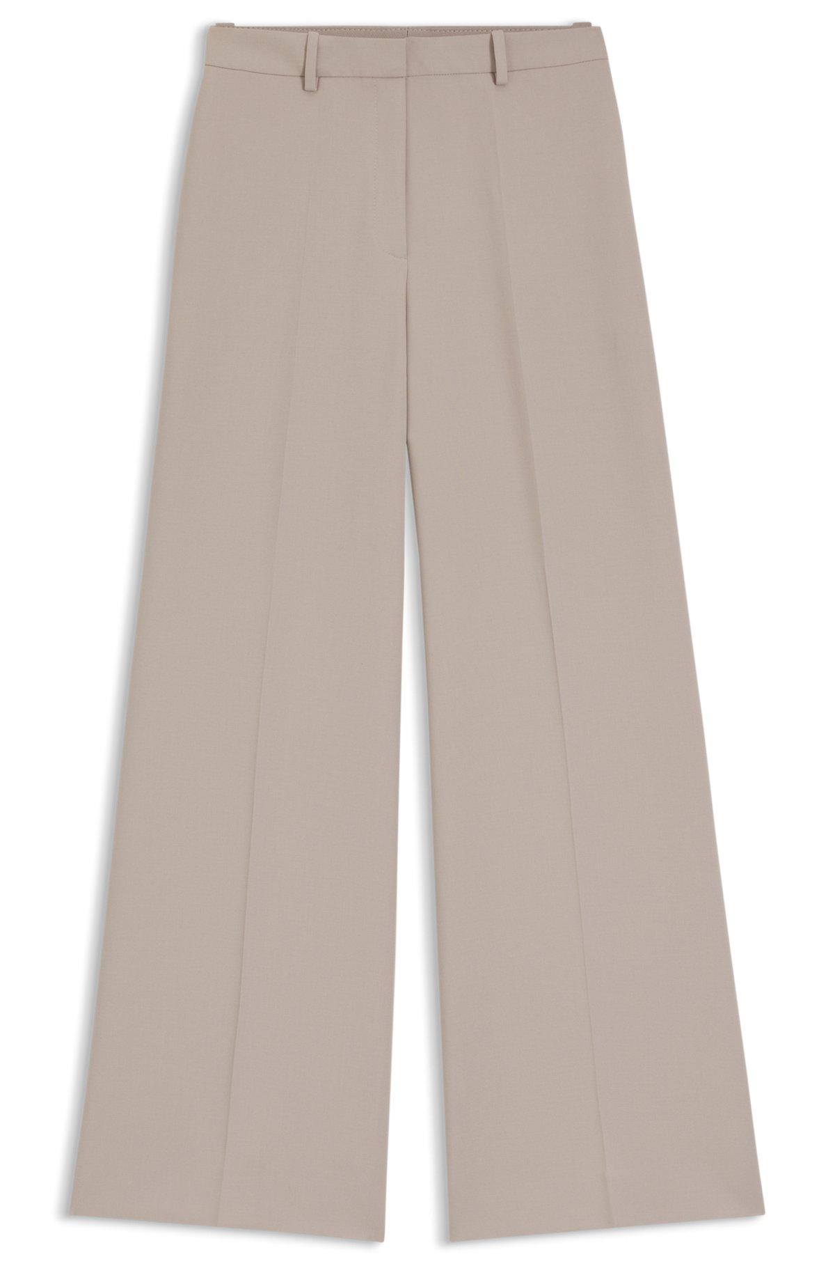 Regular-fit pants with wide leg in stretch fabric Product Image