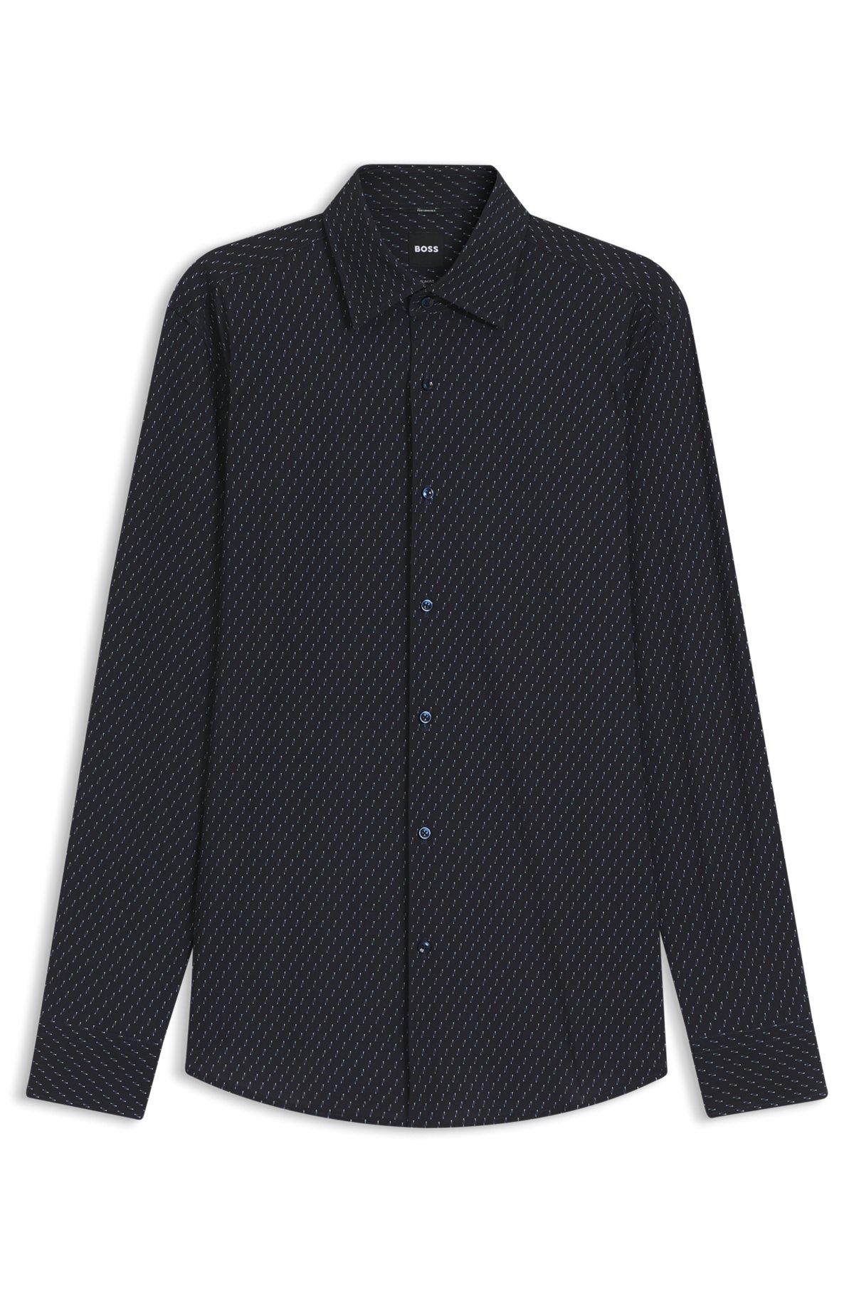 Printed slim-fit shirt in performance-stretch jersey Product Image