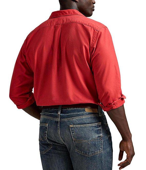Polo Ralph Lauren Big & Tall Solid Garment-Dye Oxford Long Sleeve Woven Shirt Product Image