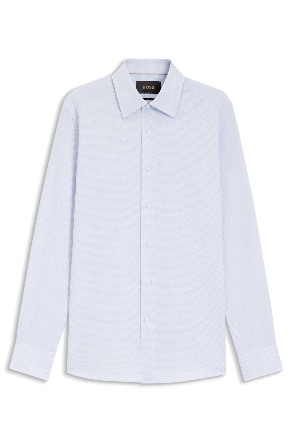 Slim-fit shirt in Italian-made structured cotton Product Image