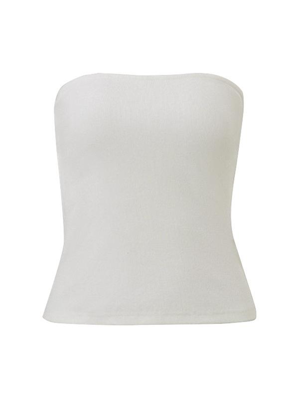 Solid Ribbed Knit Bandeau Top Product Image