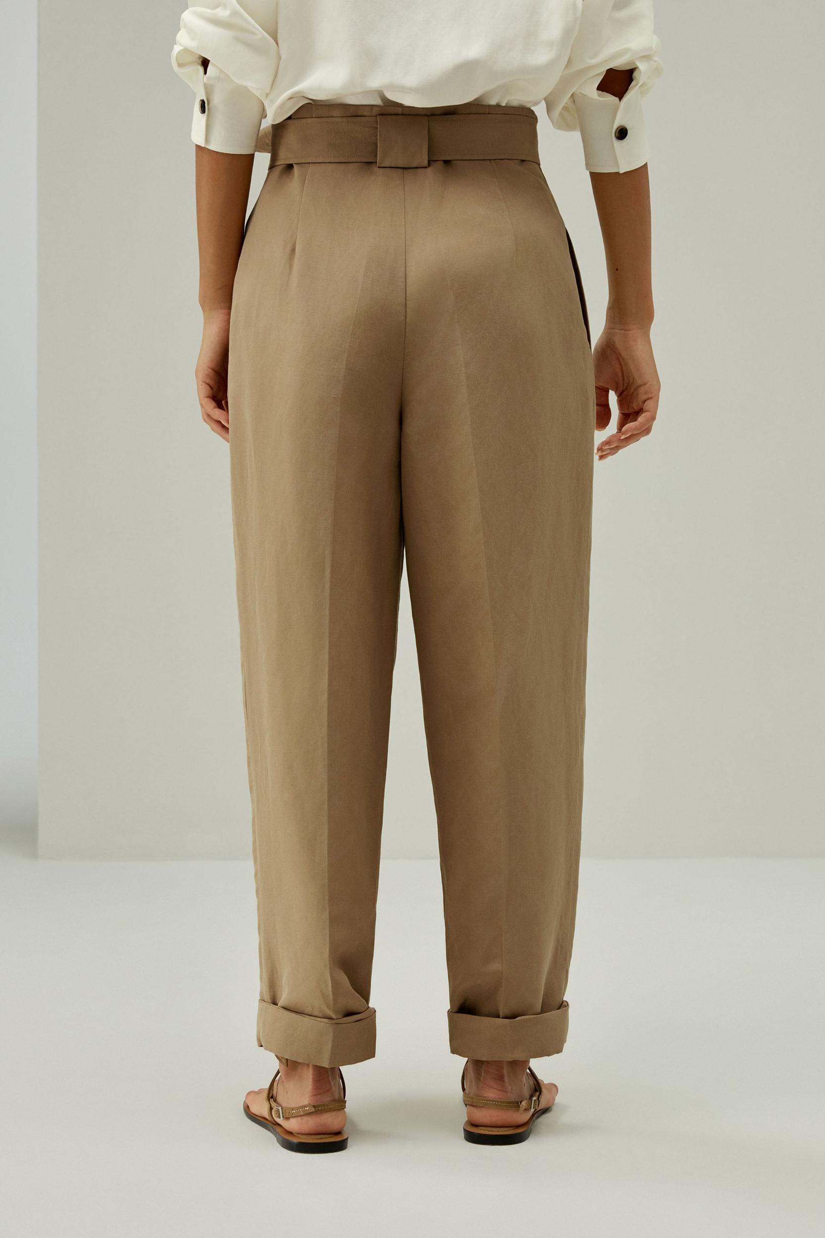 Breathable Silk-Linen Blend Tapered Pants Product Image