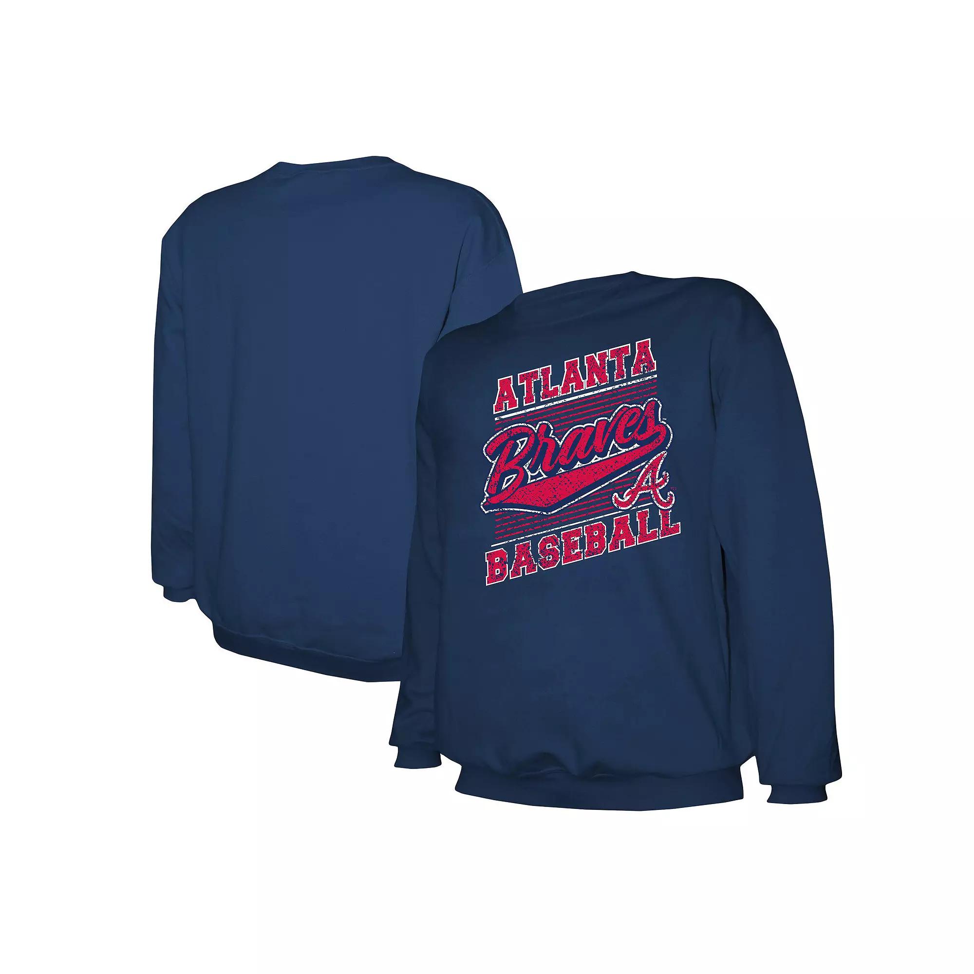 Men's Stitches Navy Atlanta Braves Pullover Sweatshirt,  Product Image