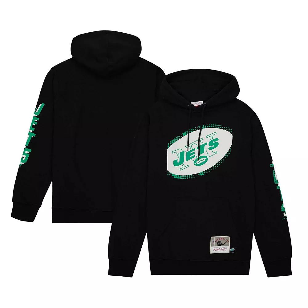 Men's Mitchell & Ness Black New York Jets Gridiron Classics Big Face 7.0 Pullover Hoodie, Size: Medium Product Image