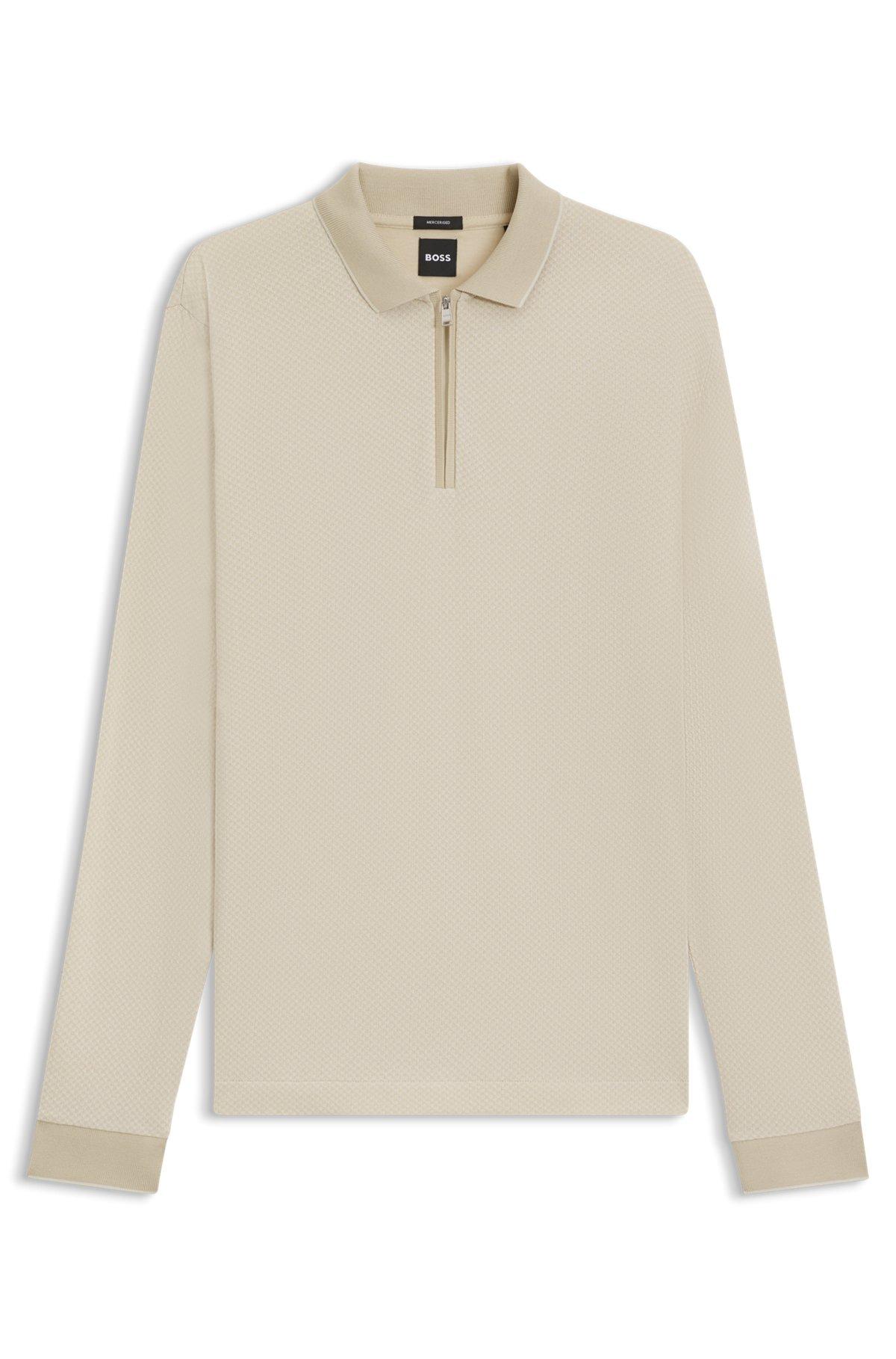 Mercerized-cotton polo shirt with two-tone structure Product Image