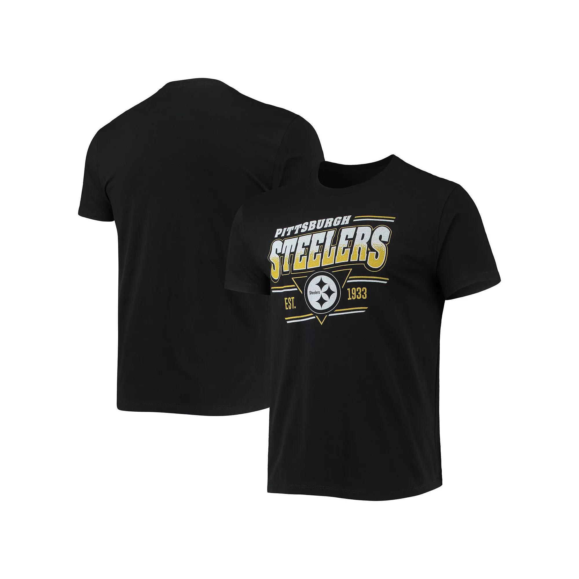 Men's Junk Food Black Pittsburgh Steelers Throwback T-Shirt, Size: Medium Product Image
