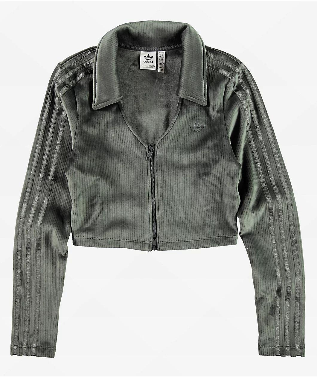 adidas Originals Carbon Corduroy Crop Zip Cardigan Product Image