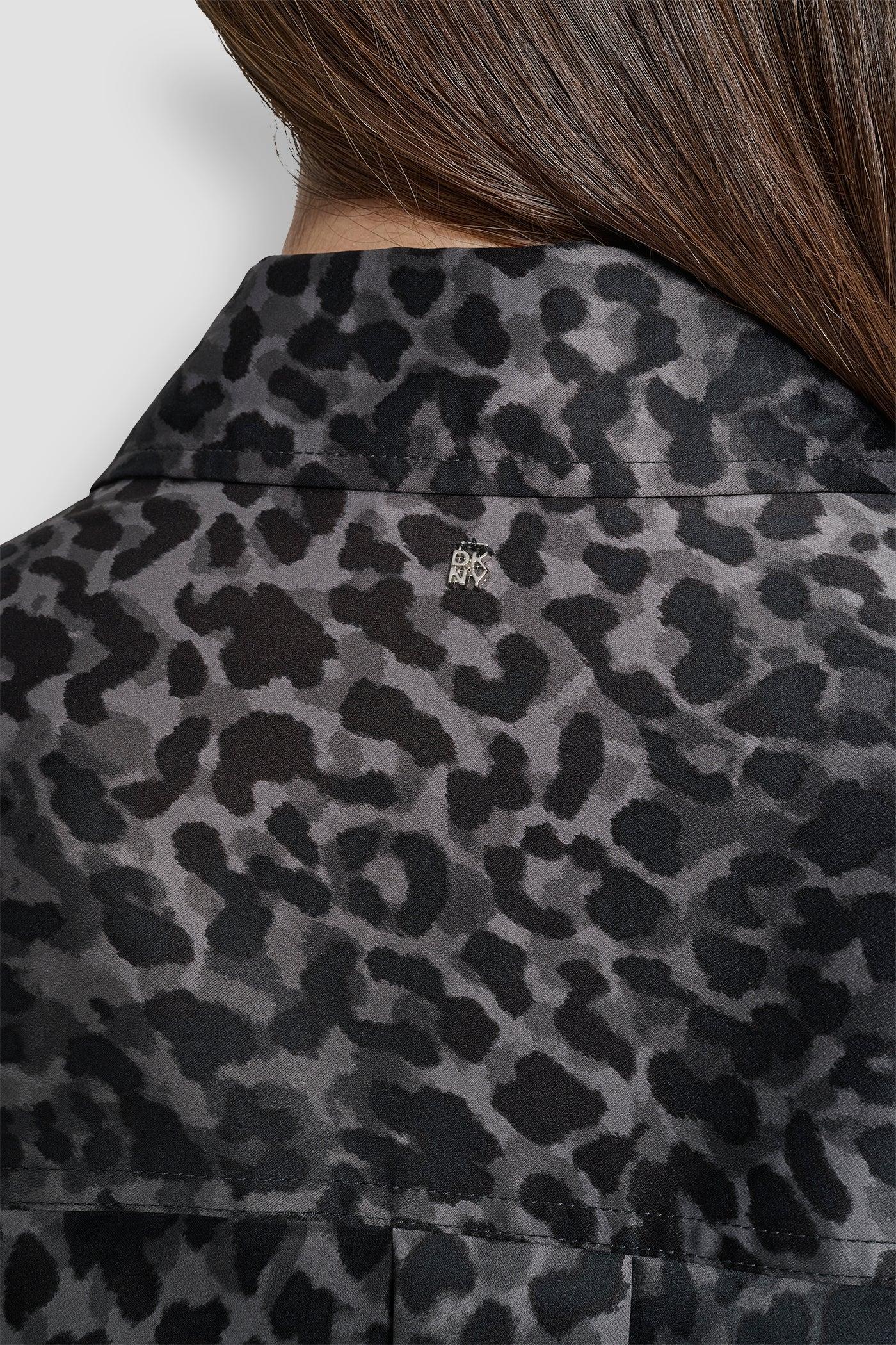 LONG SLEEVE BUTTON FRONT SHIRT DRESS WITH TIE WAIST Product Image