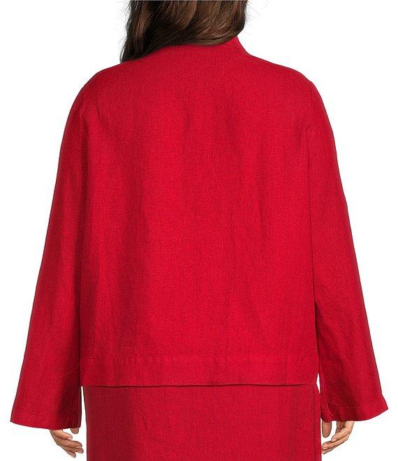 Bryn Walker Plus Size Lewis Heavy Linen Round Notch Lapel Neck Long Sleeve Open Front Jacket Product Image
