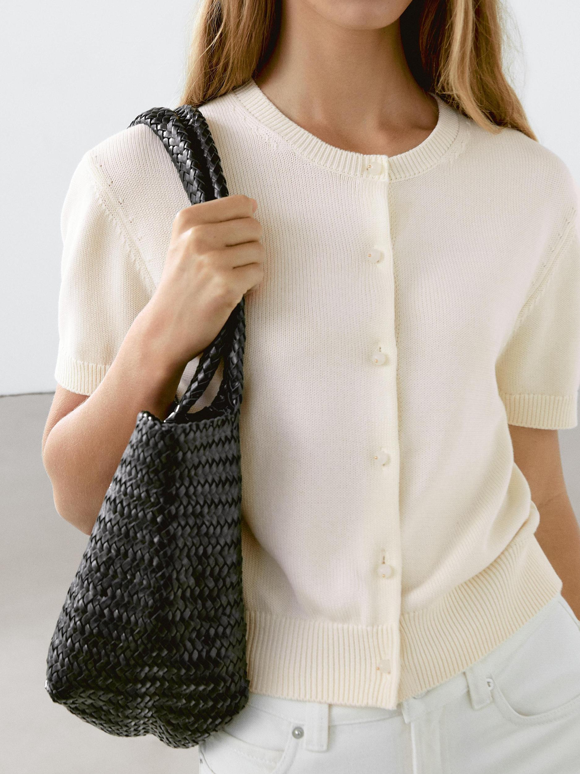 Cotton short sleeve knit cardigan Product Image