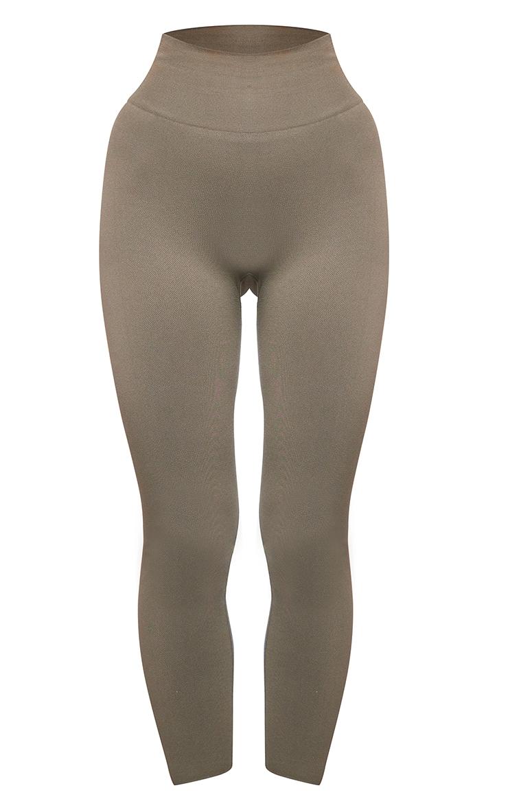 Olive Seamless Long Sleeve Cropped Gym Top Product Image