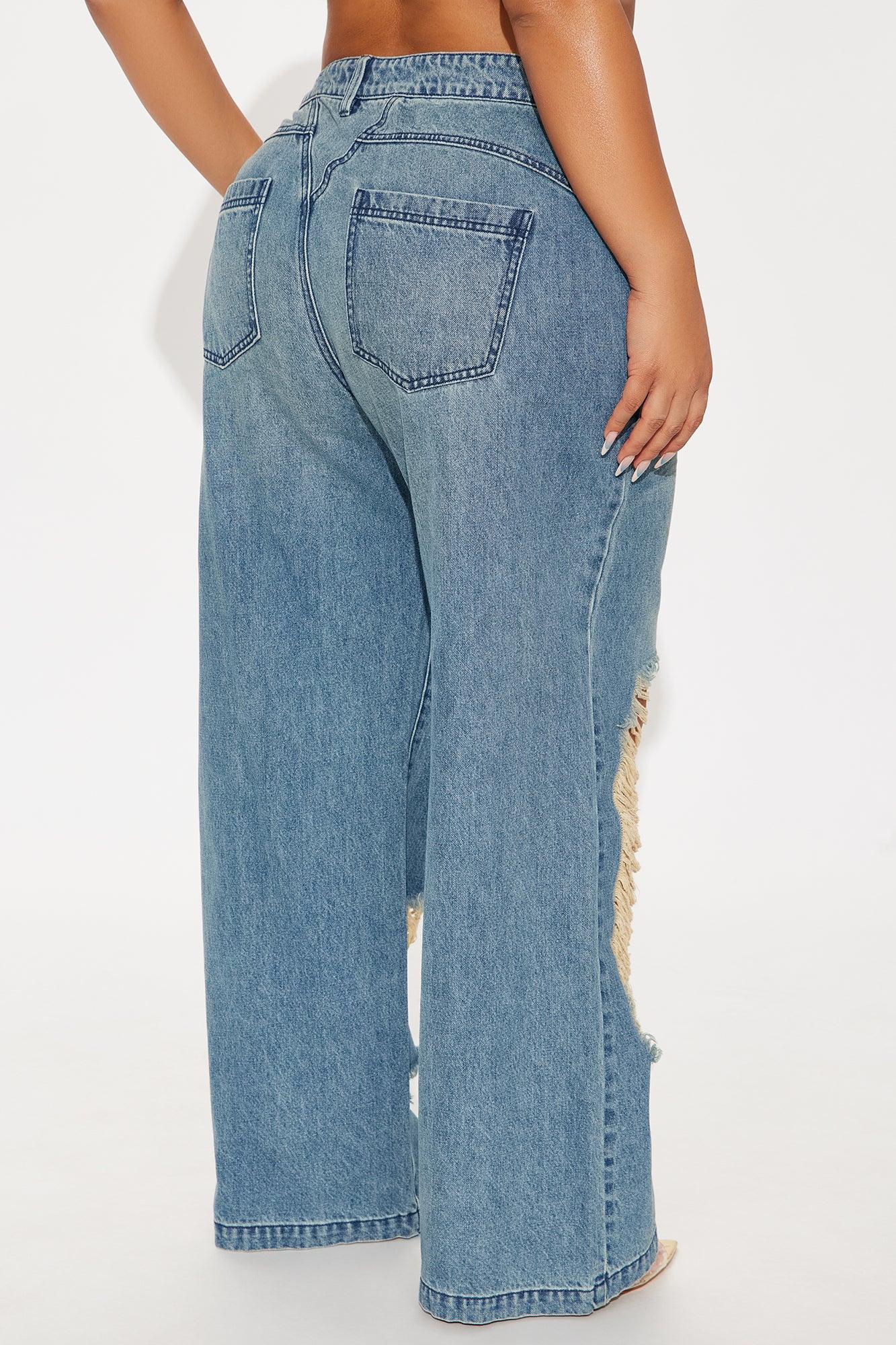 Cleo Ripped Wide Leg Jeans - Vintage Wash Female Product Image