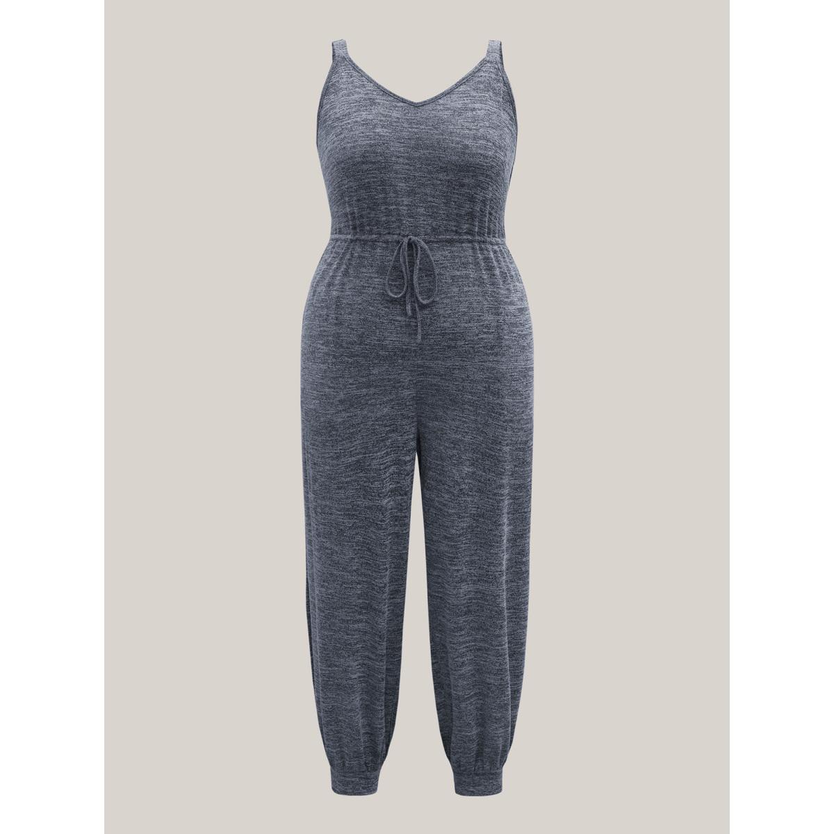 Plus Size DarkBlue Supersoft Essentials Waist-Defining Jumpsuit Women Casual Sleeveless Non Everyday-Casual Loose Jumpsuits BloomChic 14-16/1X Product Image