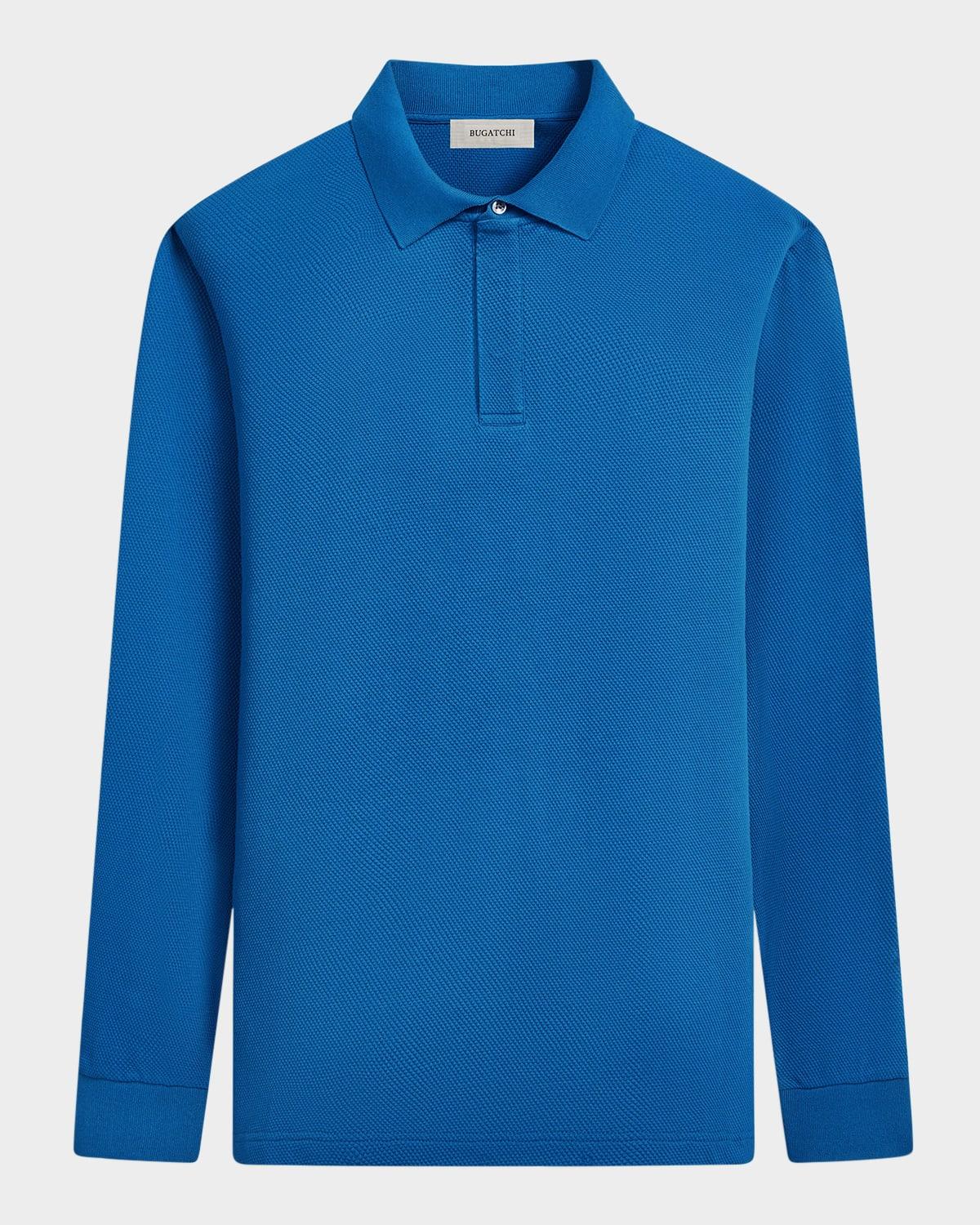 Mens Concealed Placket Long-Sleeve Polo Shirt Product Image