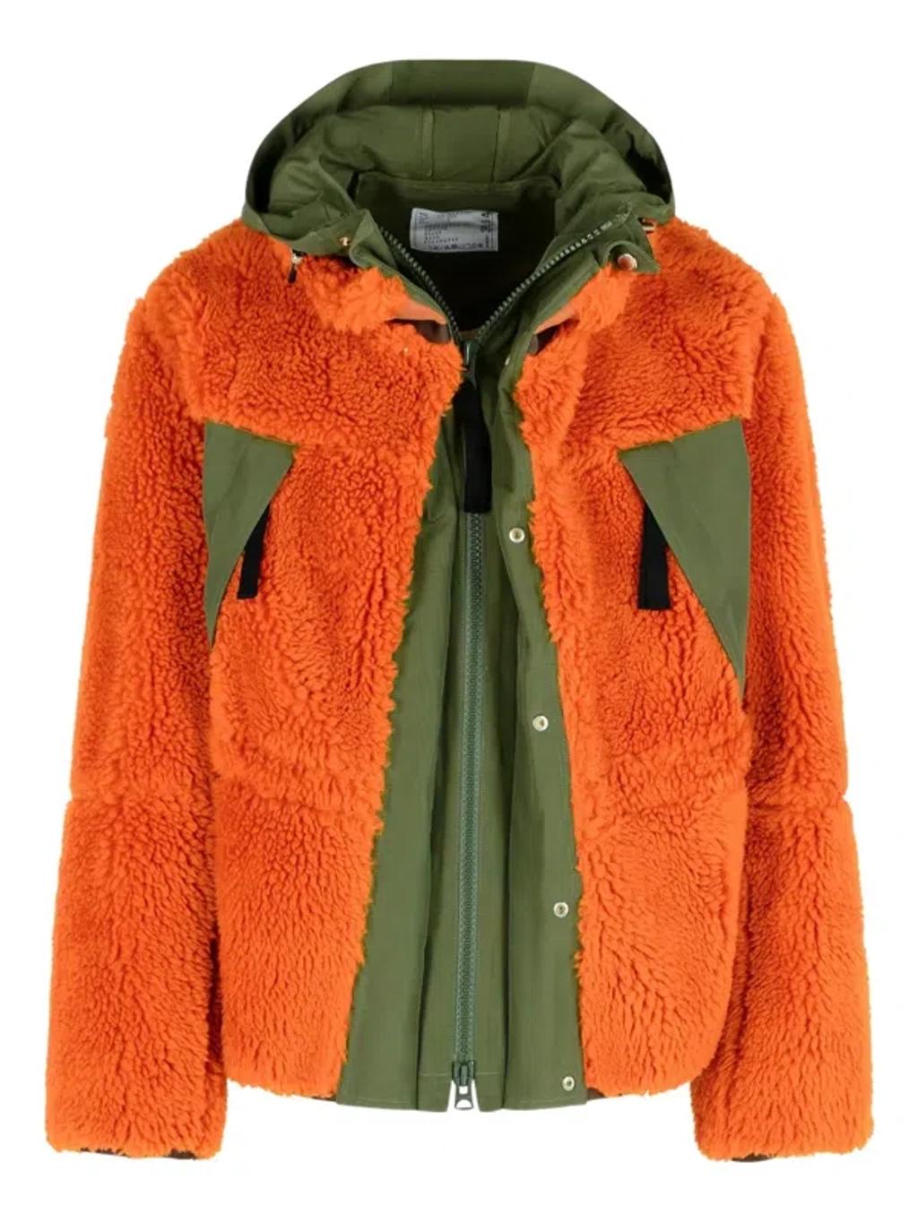 SACAI Wool-blend And Canvas Jacket In Orange Product Image