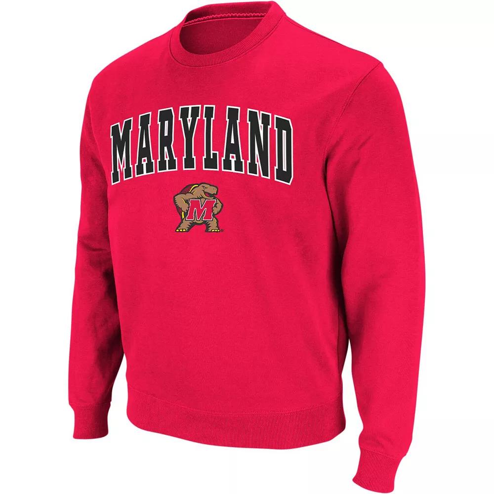 Men's Colosseum Red Maryland Terrapins Arch & Logo Crew Neck Sweatshirt,  Product Image