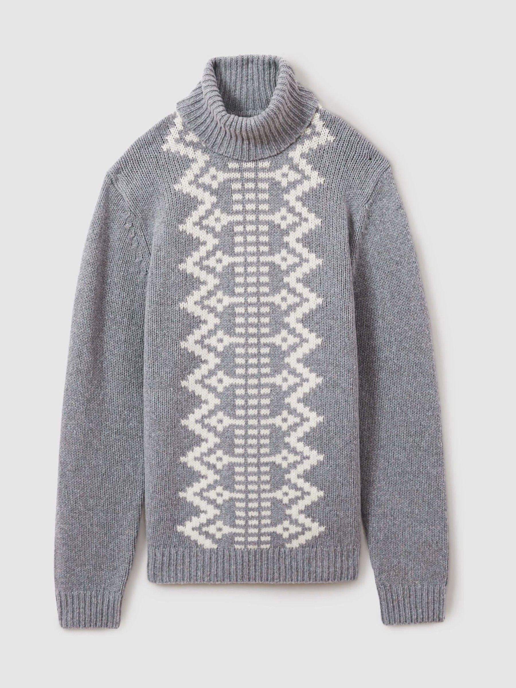 Wool-Blend Roll-Neck Jumper in Grey Product Image