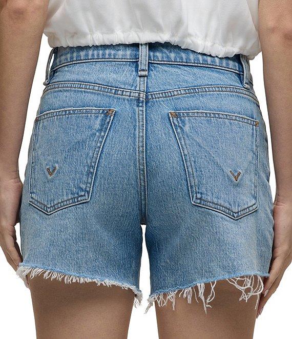 Hudson Jeans Devon High-Rise Frayed Raw Hem Boyfriend Shorts Product Image