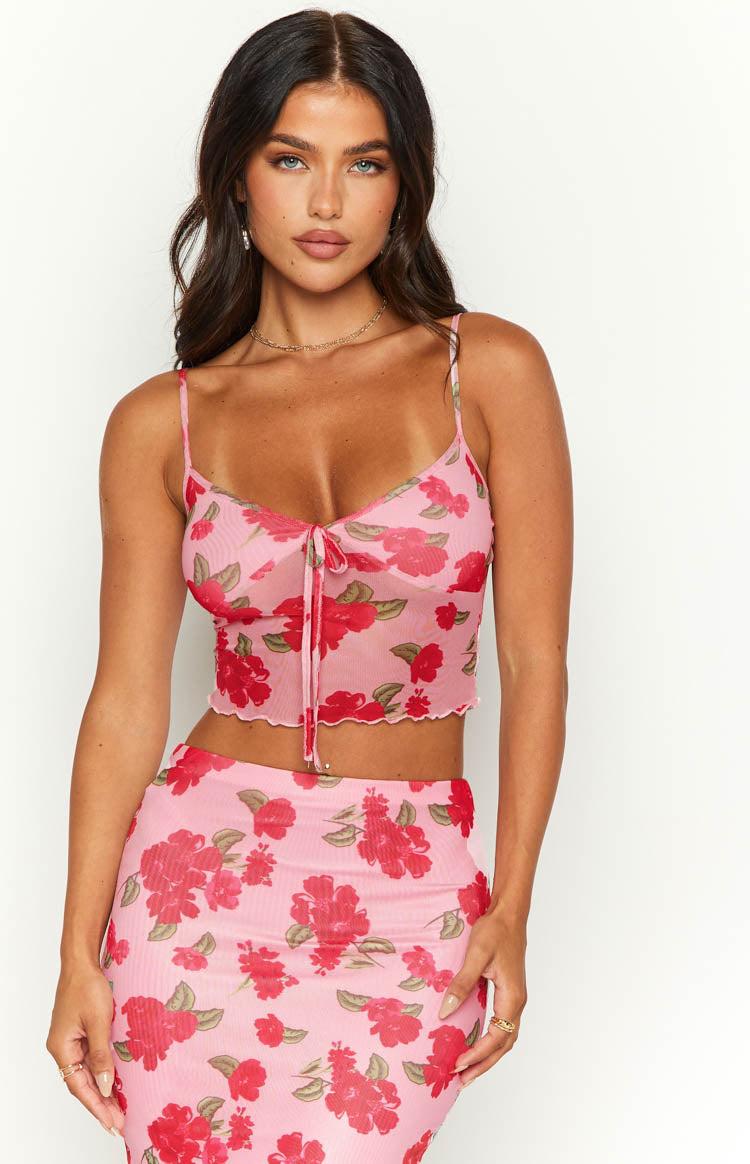 Emz Pink Floral Mesh Cami Baby Product Image