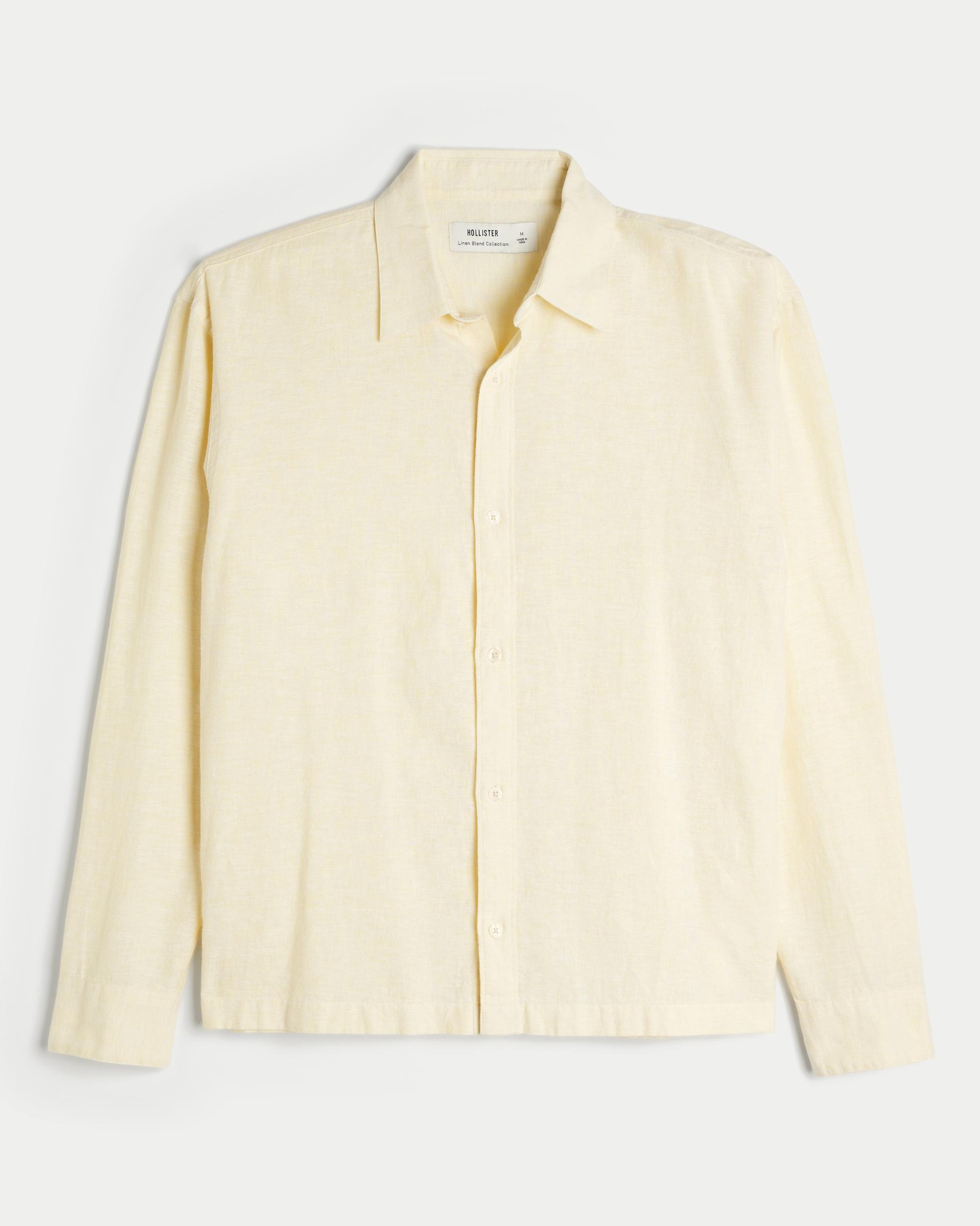 Linen-Blend Button-Through Shirt Product Image