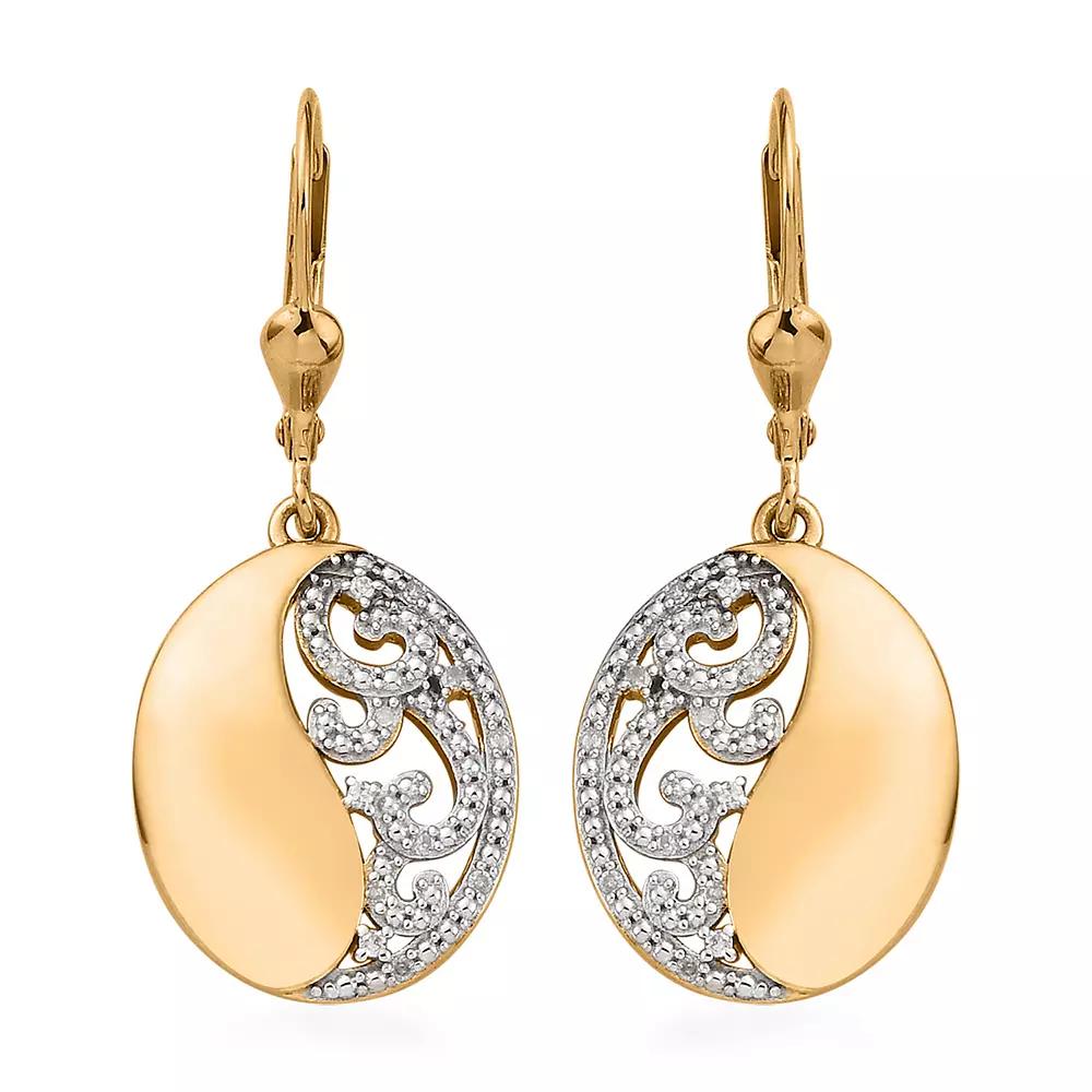 14k Gold Over Silver 1/ 10 Carat T.W. Diamond Drop Earrings, Women's, Gold Tone Product Image